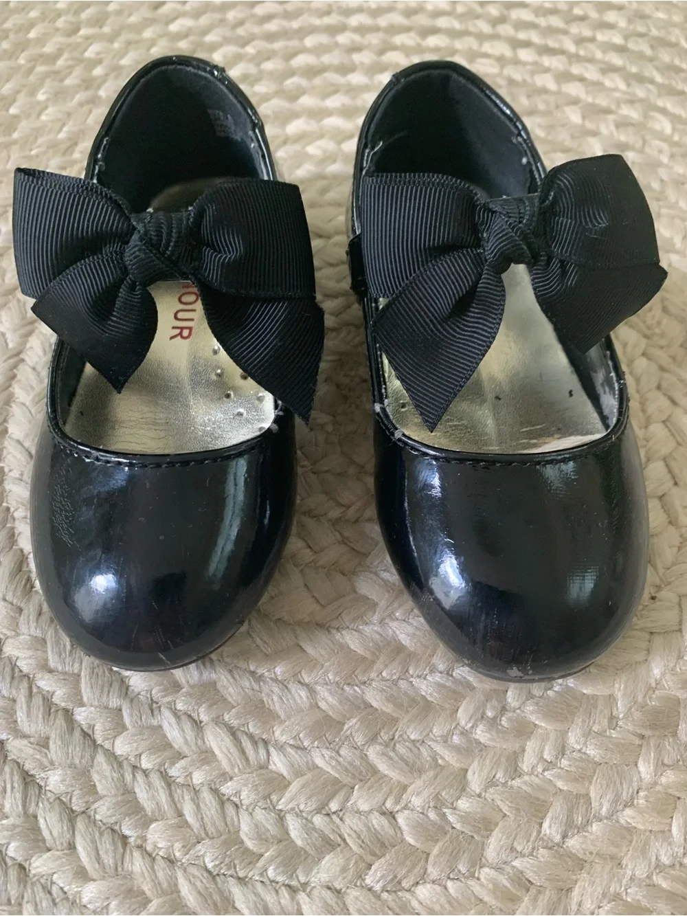 L’Amour Black Patent Kids Mary Jane Dress Shoes with Bow